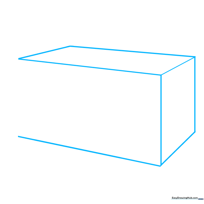 A simple rectangular outline drawn in pencil representing the main frame of a microwave.