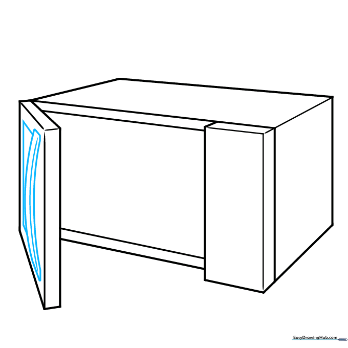 Adding a curved handle to the microwave door using a banana-like shape.