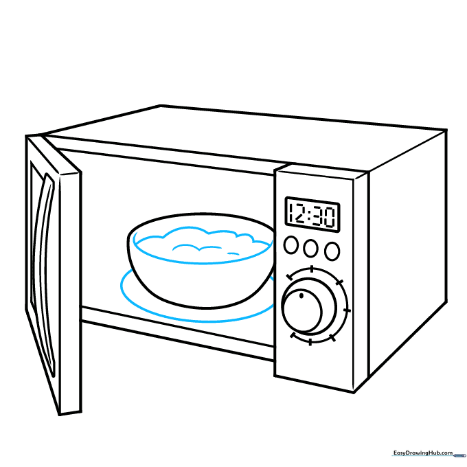 Adding food details inside the bowl using wavy lines.