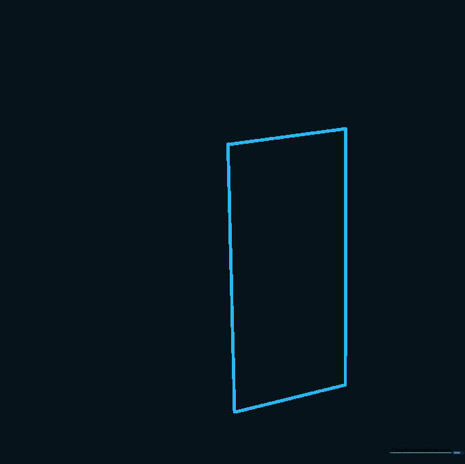 A light pencil sketch of a vertical rectangle representing the base of a milk carton.
