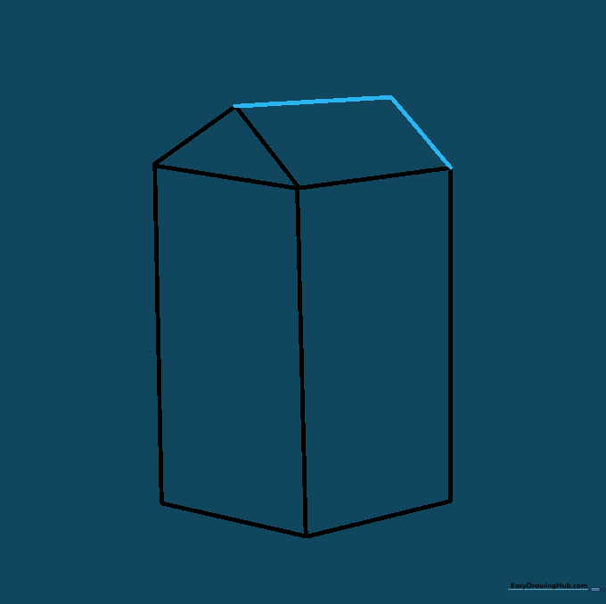 A parallelogram shape connecting the front and top sections of the milk carton.
