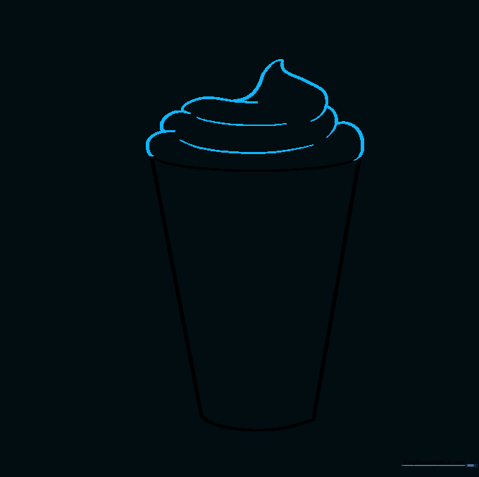 Fluffy, cloud-like whipped cream topping drawn on top of the milkshake glass.