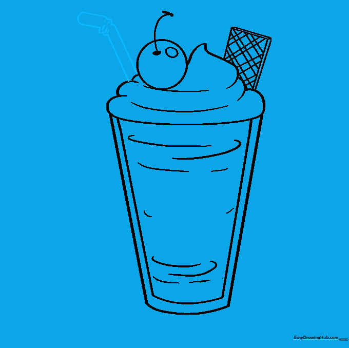 A bent drinking straw extending from the milkshake.