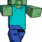 A finished, colored Minecraft zombie drawing displayed as a featured art project.