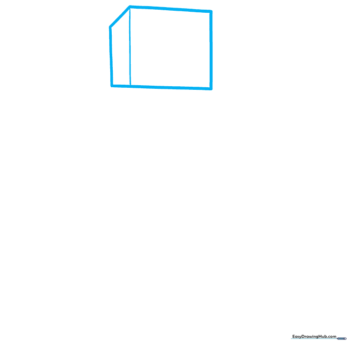 Pencil sketch of a square block representing the head of a Minecraft zombie.