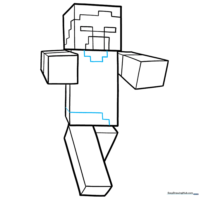 Adding pixel-like texture details to the zombie's body.