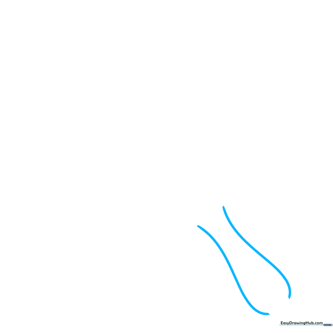 Two parallel curved lines forming the base of a hand mirror handle on white paper.