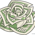 A vibrant, completed money rose drawing, showcasing the final colored result.