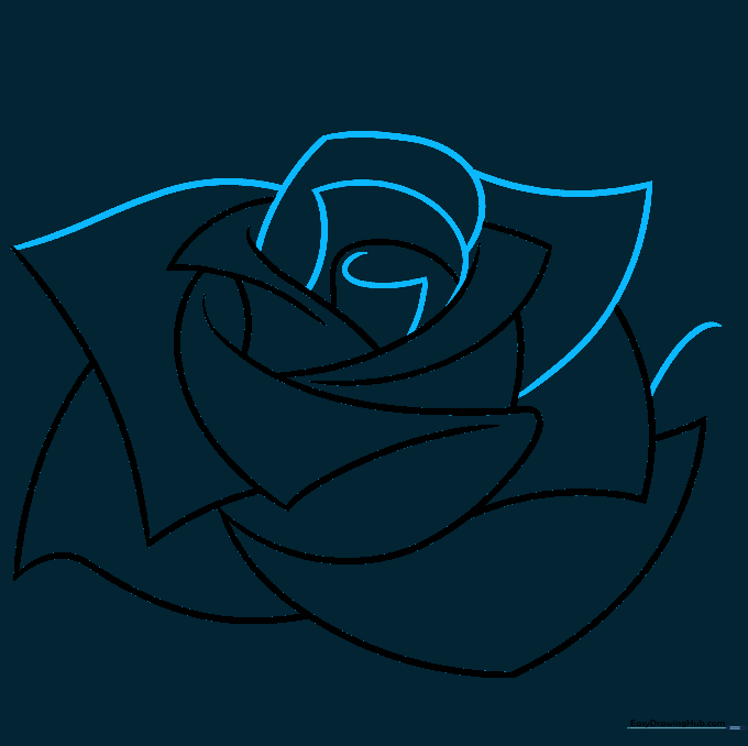 Refining the center of the rose with tightly curled petal shapes.
