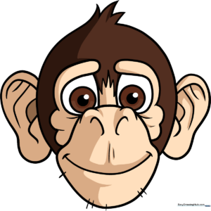 A vibrant, finished drawing of a friendly monkey face, showcasing the final result of the tutorial.