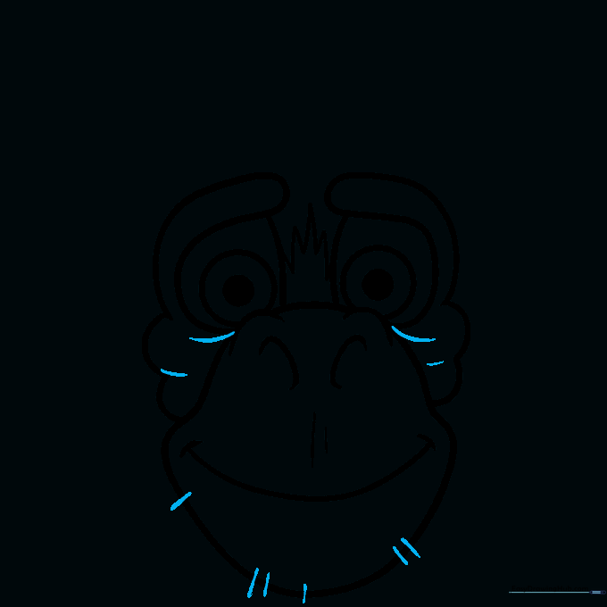 Adding short, dashed lines around the face perimeter to represent soft fur.
