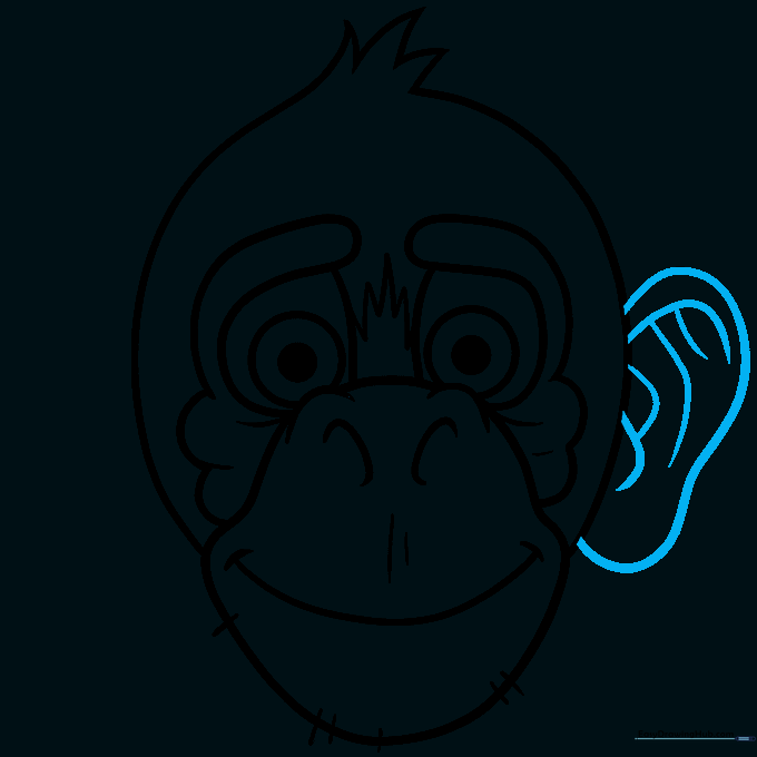 Adding inner ear details to provide depth and realism to the monkey's ears.