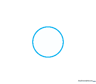 A light pencil sketch of a circle representing the monkey's head on a white background.