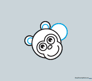 Adding inner ear details and the start of the monkey's torso.