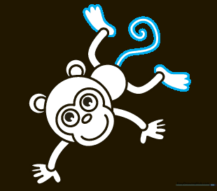 Adding feet and a long, curly tail to the monkey drawing.