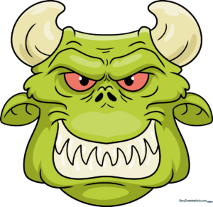 A colorful, friendly monster face drawing, perfect for kids' art projects.