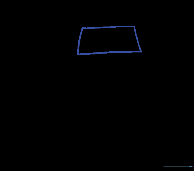 Drawing a slanted parallelogram to represent the monster truck windshield.