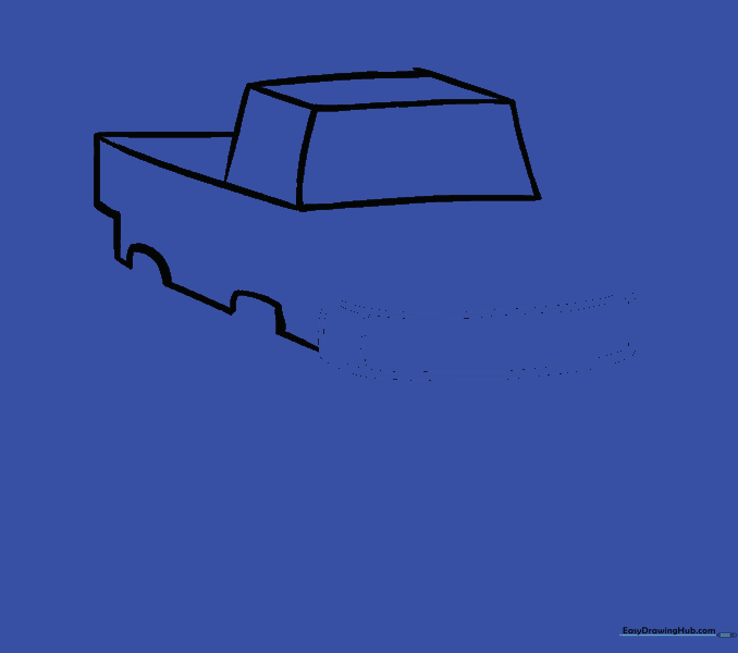 Drawing the front bumper with parallel curved lines.