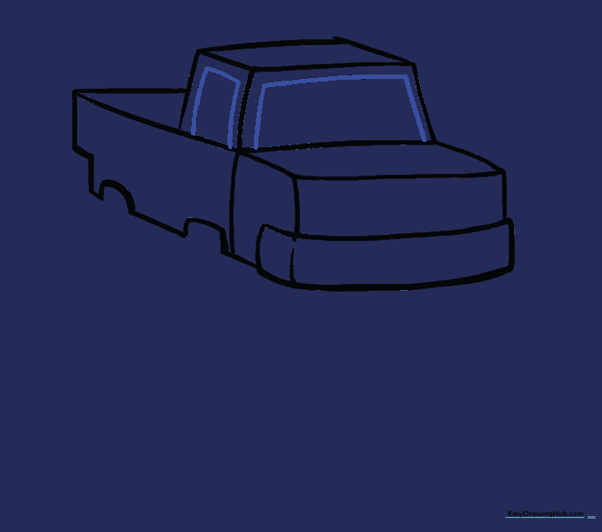 Adding inner window frames to the truck cabin.