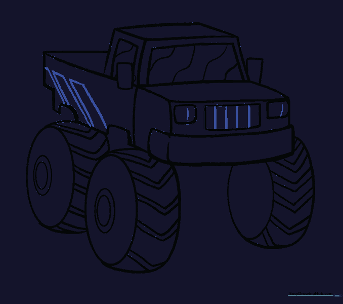 Adding vertical lines to the grill and body decals.
