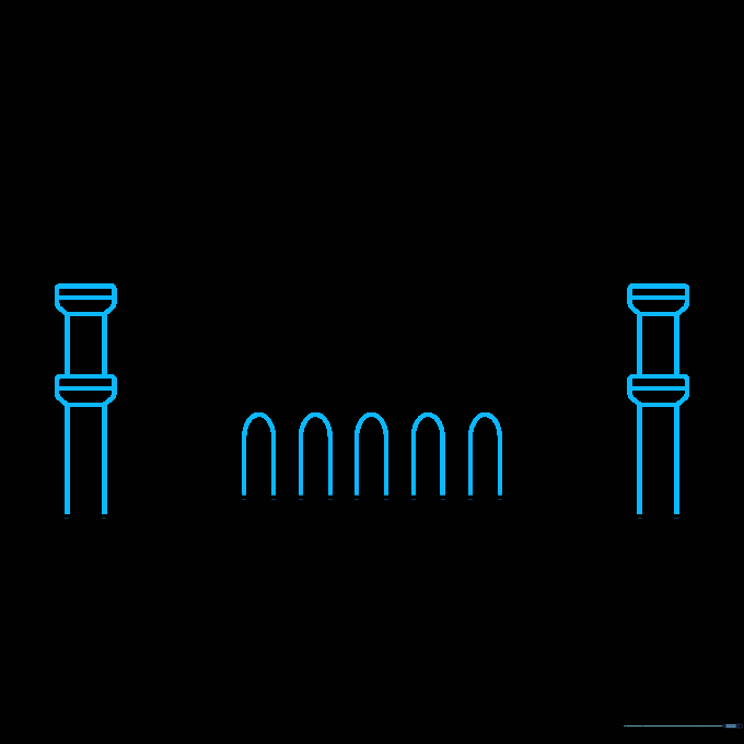 Sketching the base of the tall minaret towers using geometric shapes.