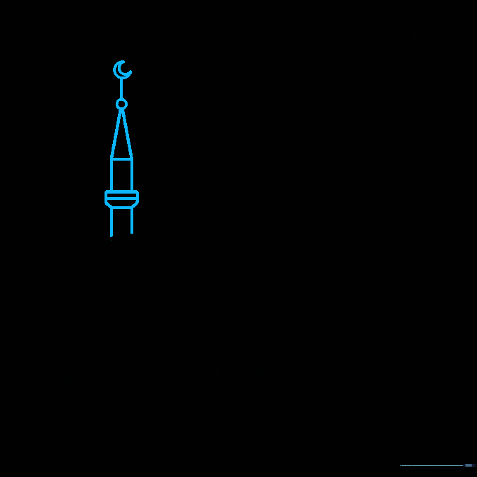 Adding a background minaret to create depth in the drawing.