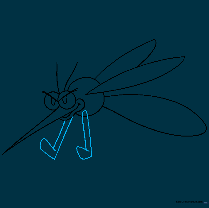 Initial pair of thin, spindly legs attached to the mosquito's body.