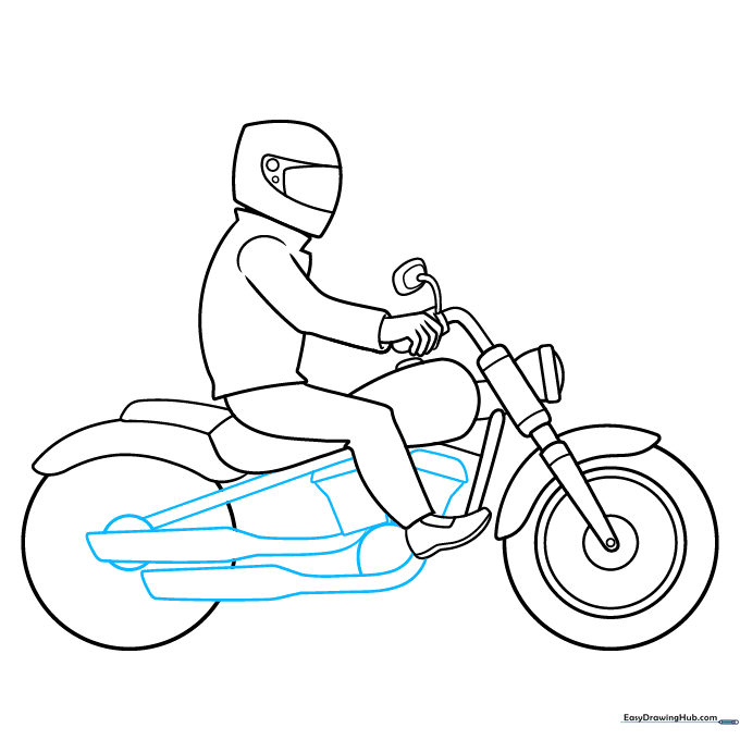 Refining the motorcycle chassis and seat structure with geometric shapes.