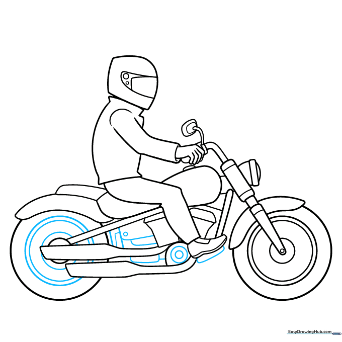 Adding hub details to the motorcycle wheels to increase visual realism.