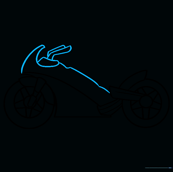 Upper motorcycle body and handlebars added to the frame.