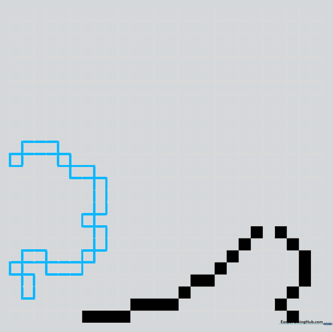A pixel art tree constructed with square blocks on a grid.