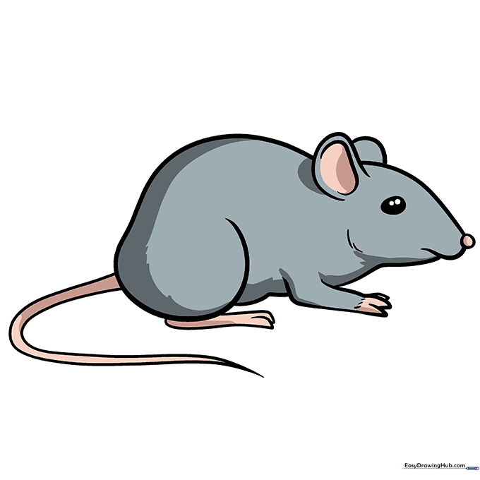 A finished, colored cartoon mouse drawing.