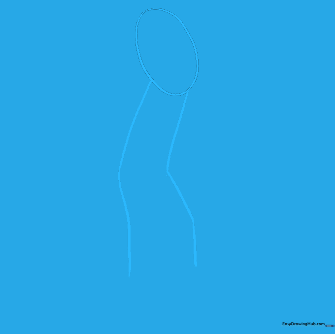 Two curved lines extending from the head oval to form the mummy's torso and leg structure.