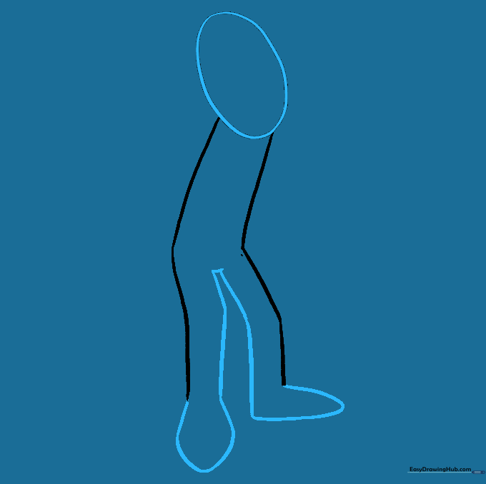 Adding rounded feet to the bottom of the mummy's leg lines.