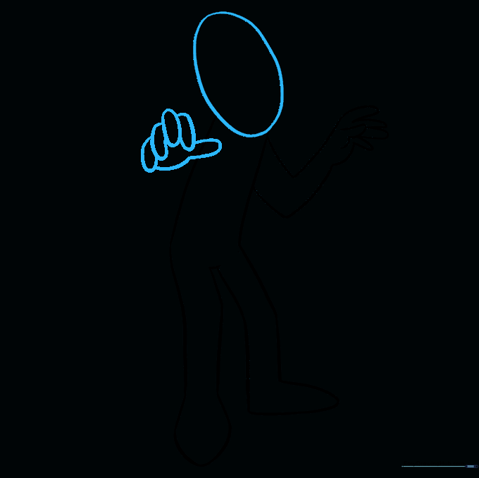 Drawing the second hand with elongated ovals and a palm outline.