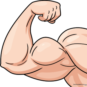 A finished, colored illustration of a strong, muscular arm in a dynamic pose.