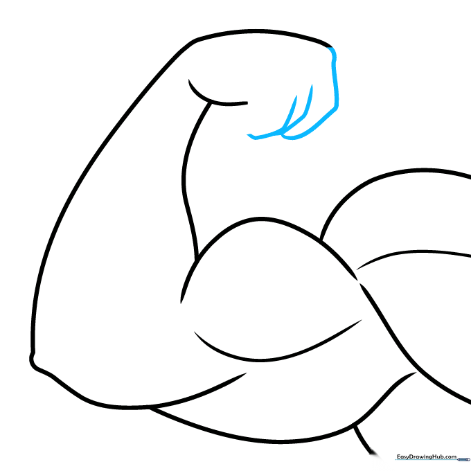 Drawing the fingers using overlapping triangle shapes for a cartoon style.