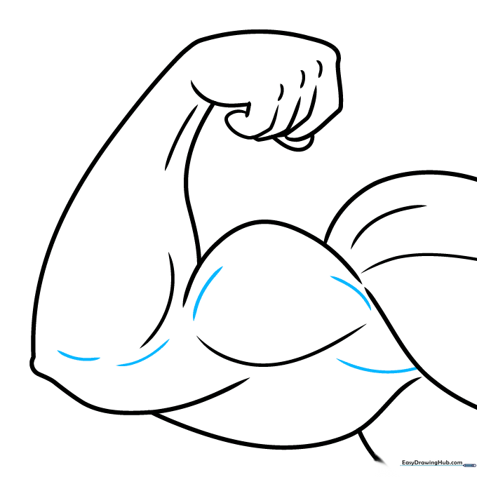 Final line art of the muscular arm with clean, bold outlines.