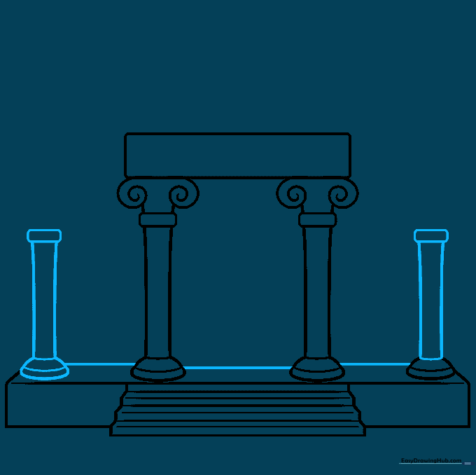 Finalizing the column structure and connecting the base of the museum porch.
