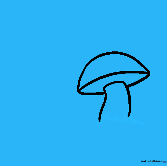 Adding small, pointed grass shapes around the base of the mushroom stem.