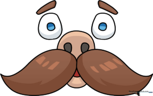 A friendly cartoon character with a mustache, ready for coloring.