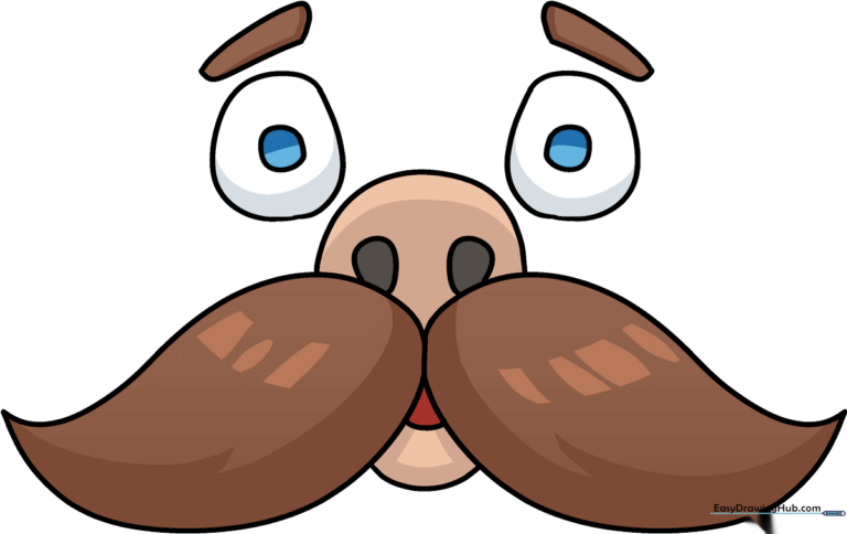 A friendly cartoon character with a mustache, ready for coloring.