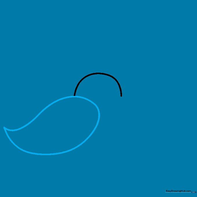 Drawing the left side of a mustache using a teardrop-shaped curve.