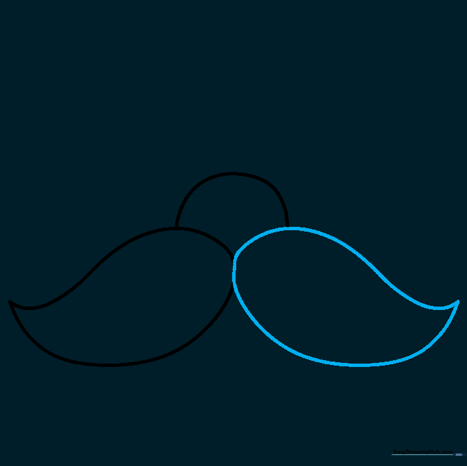 The completed mustache shape showing two symmetrical teardrop halves.