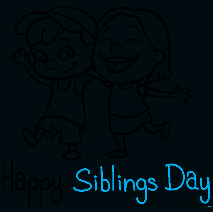 The completed poster sketch with the full text 'Happy Siblings Day' added.