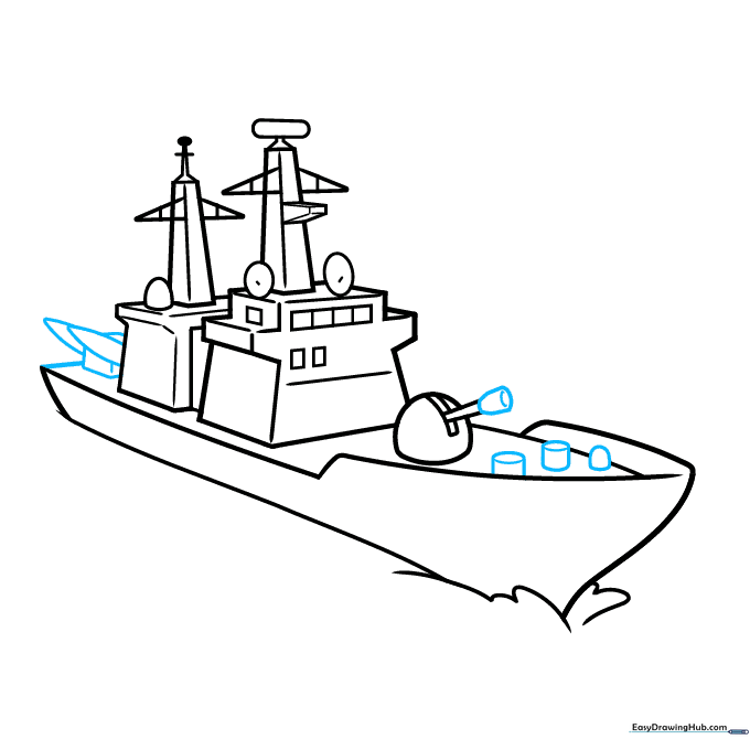 Adding cylinders to the deck and finishing the rear stern section of the ship.