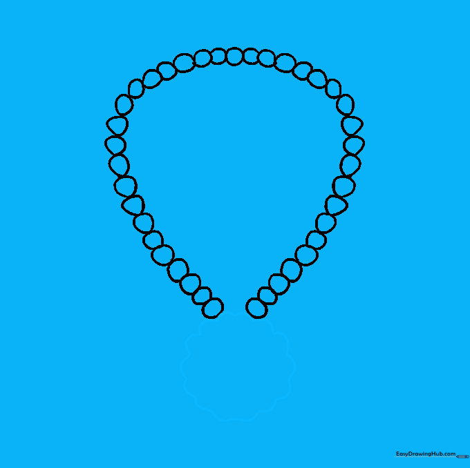 Adding a scalloped, wavy-edged pendant to the bottom of the beaded necklace chain.
