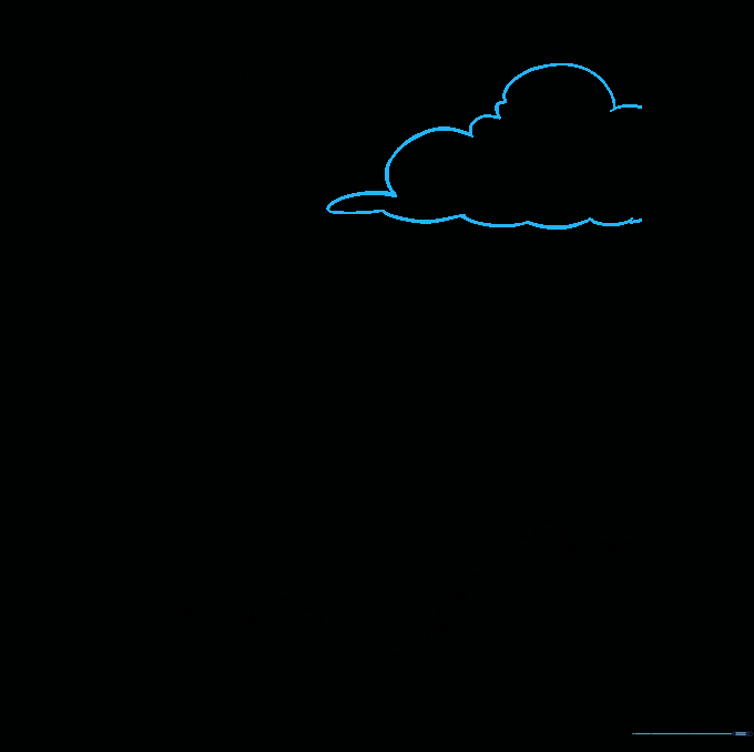 A fluffy, irregular cloud shape drawn with curved lines.