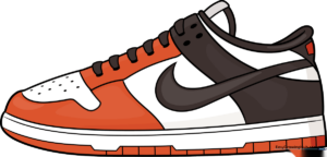 A vibrant, finished illustration of a custom Nike Dunk sneaker.