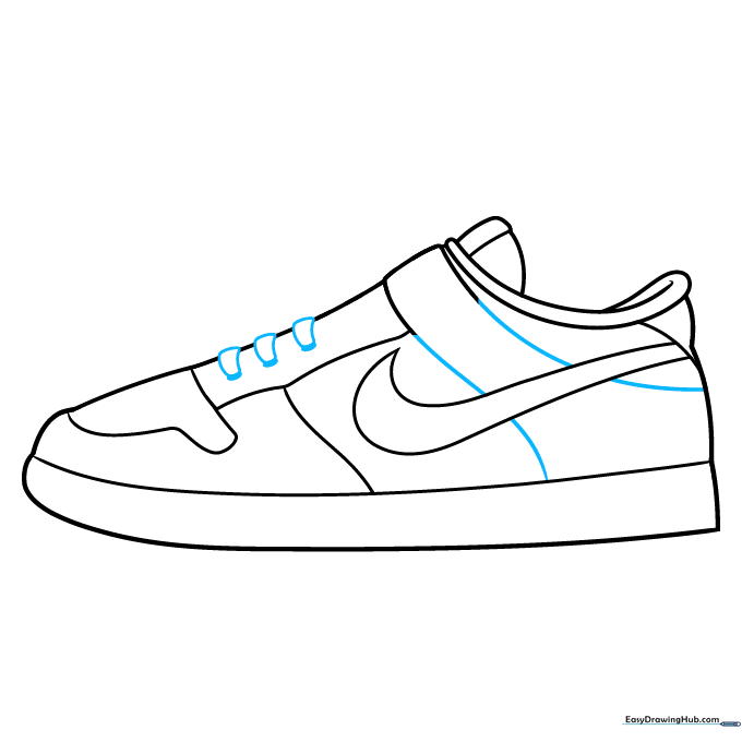 Adding eyelets and laces to the upper part of the sneaker.